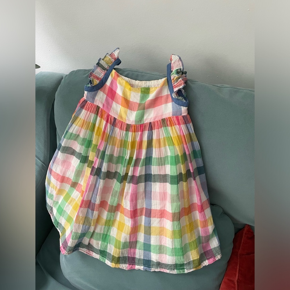 Mini Boden multirainbow gingham dress multicolor